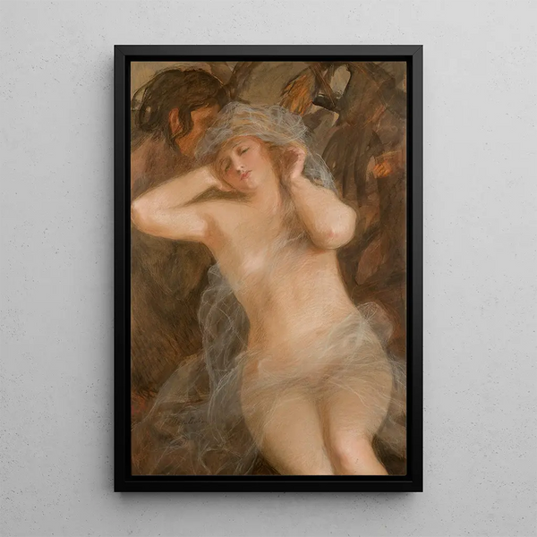 Nymph and Satyr Painting - Teodor Axentowicz — framed artwork on a wall