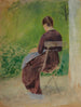 Study of a seated woman in a garden - Teodor Axentowicz — artwork view