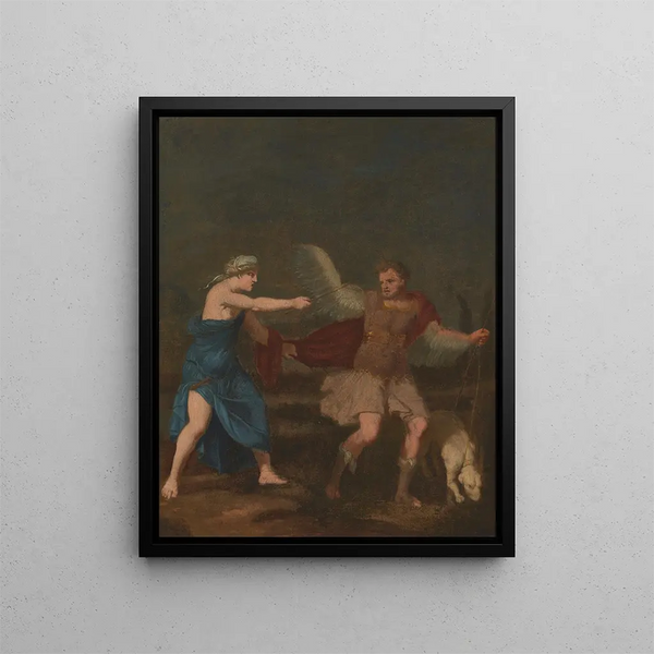 Circe transforming King Picus into a woodpecker - Teodor Lubieniecki — framed artwork on a wall