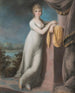 Portrait of a young woman leaning against a pedestal, a landscape beyond - Teodoro Matteini — artwork view