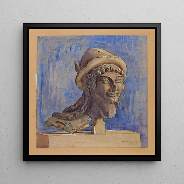 Head of Hermès by Veji - Marie Henriques — framed artwork on a wall