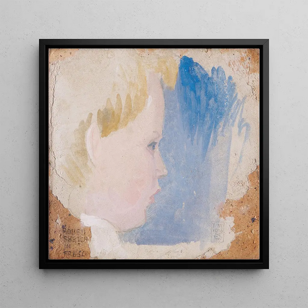 Head of a Boy - Joseph Edward Southall — framed artwork on a wall