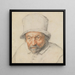 Head of a bearded man with a hat - Adriaen van Ostade — framed artwork on a wall