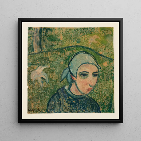 Head of a Young Breton Girl - Émile Bernard — framed artwork on a wall