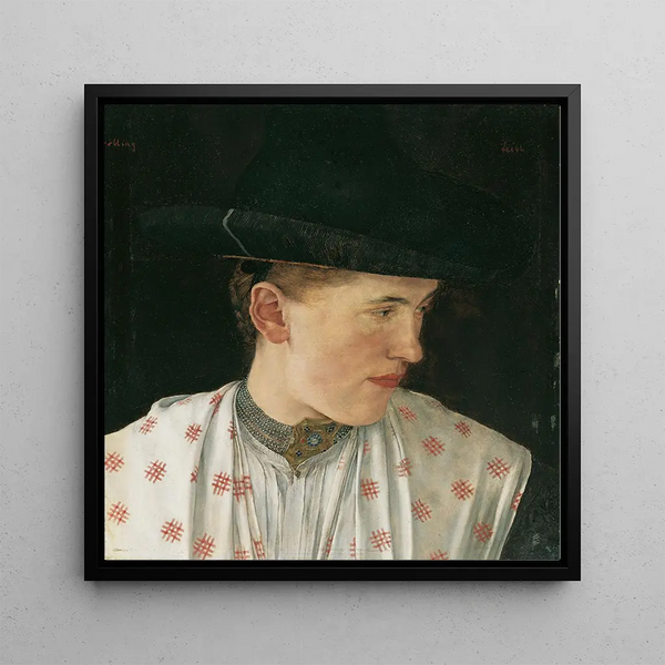 Tête d'une paysanne - Wilhelm Leibl — framed artwork on a wall