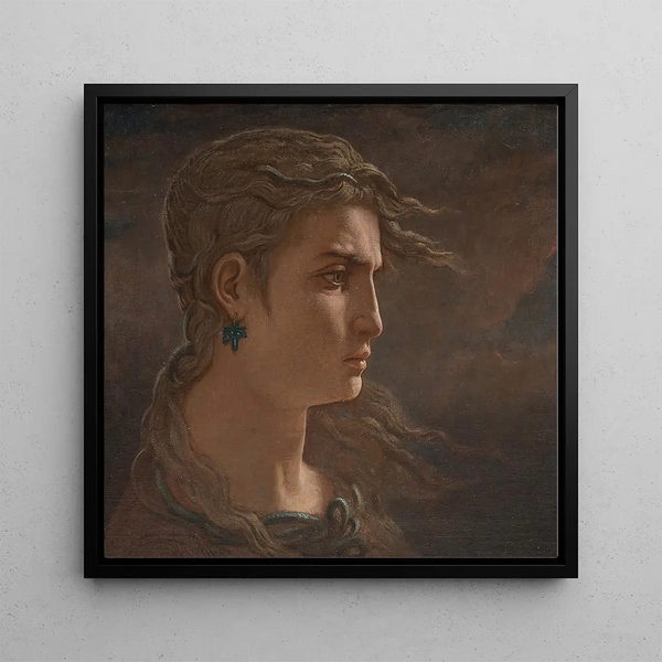 Head of Medusa - Elihu Vedder — framed artwork on a wall