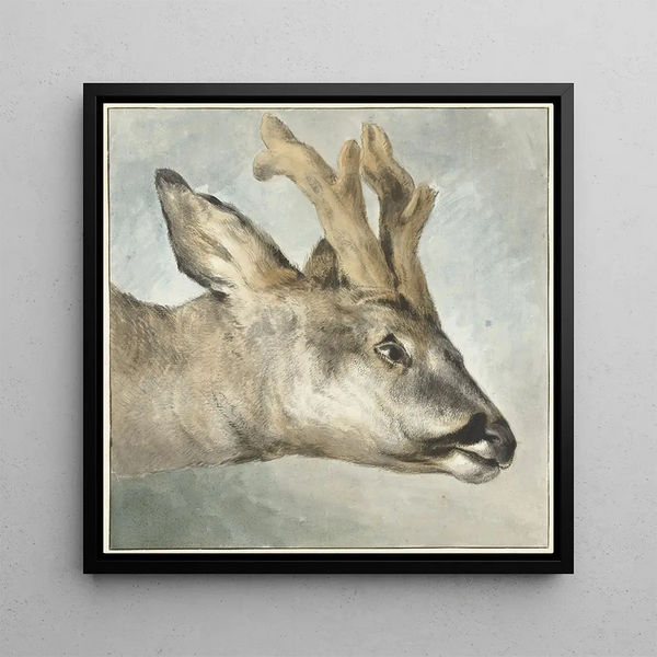 Head of a Roe Deer - Wybrand Hendriks — framed artwork on a wall