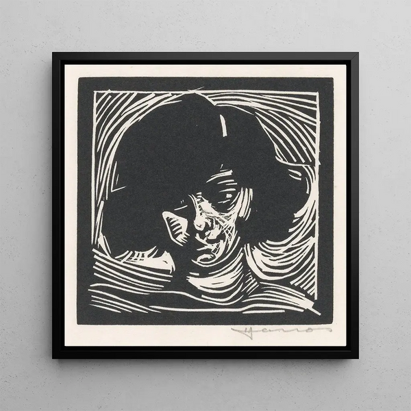 Head of a Woman - Henri Jonas — framed artwork on a wall