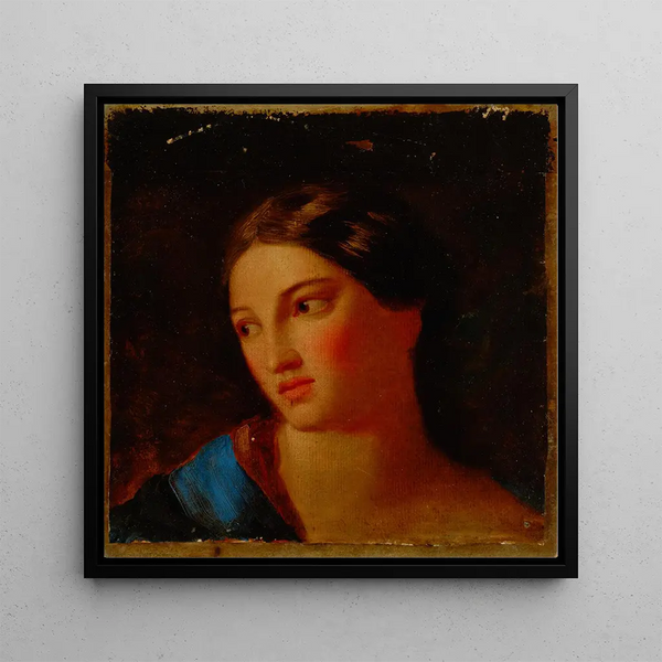 Head of Woman - Miner Kilbourne Kellogg — framed artwork on a wall