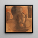 Head of a girl in front of a dark figure silhouette - Oskar Schlemmer — framed artwork on a wall