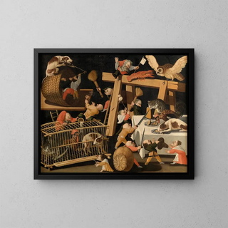 Animal and stylized figure - The Master of Fertility of the Egg — framed artwork on a wall