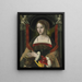 Saint Mary Magdalene before a curtain supported by angels in an architectural niche - The Master of the Parrot — framed artwork on a wall