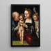The Virgin and Child with Saint Eloi and an angel - The Parrot Master — framed artwork on a wall
