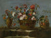 a Still life with a basket of flowers on a rock ledge - Le Pseudo Guardi — artwork view