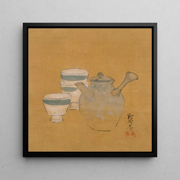 Teapot and cups - Shibata Zeshin — framed artwork on a wall