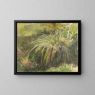 a corner of a meadow with fountain grass - Themistokles von Eckenbrecher — framed artwork on a wall