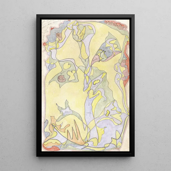 Floral motifs on yellow background - Theo Colenbrander — framed artwork on a wall