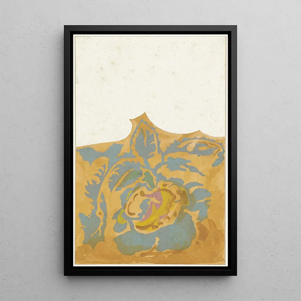 Drawing of a project for a menu with botanical decoration - Theo Colenbrander — framed artwork on a wall