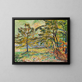 Autumn Sun Painting - Theo Von Brockhusen — framed artwork on a wall