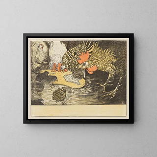 Hen and Chicks - Theo van Hoytema — framed artwork on a wall