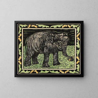 Elephant with bottle - Theo van Hoytema — framed artwork on a wall