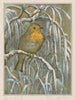 Red-breasted Robin on a snowy tree branch - Theo van Hoytema — artwork view