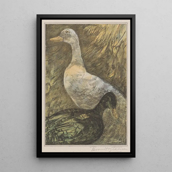 Two standing ducks - Theo van Hoytema — framed artwork on a wall
