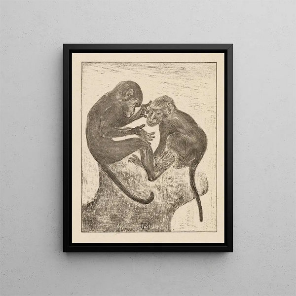 Two Monkeys with Fleas - Theo van Hoytema — framed artwork on a wall