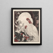 Two white turkeys near holly branches in the snow - Theo van Hoytema — framed artwork on a wall