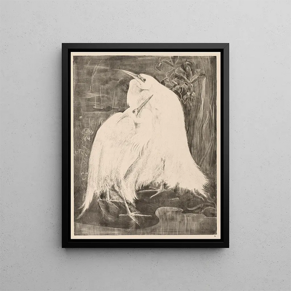 Two Egrets - Theo van Hoytema — framed artwork on a wall