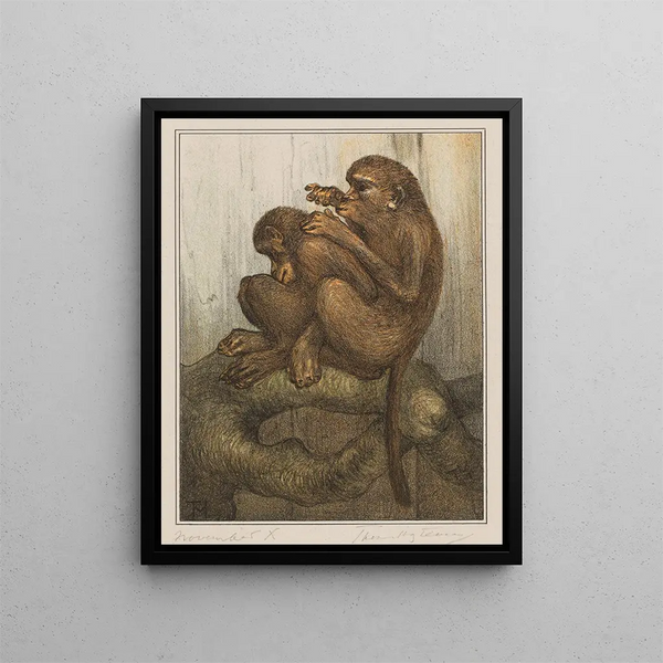 Monkeys with Dots - Theo van Hoytema — framed artwork on a wall