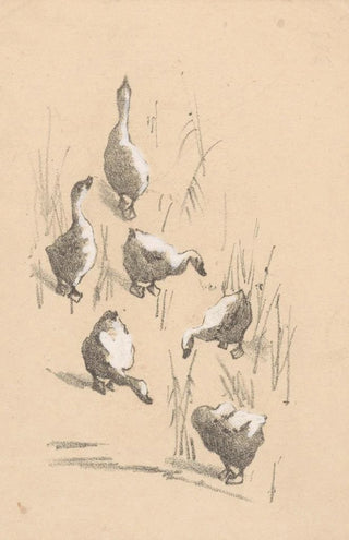 Theo van Hoytema - Wenskaart met zes ganzen.webp