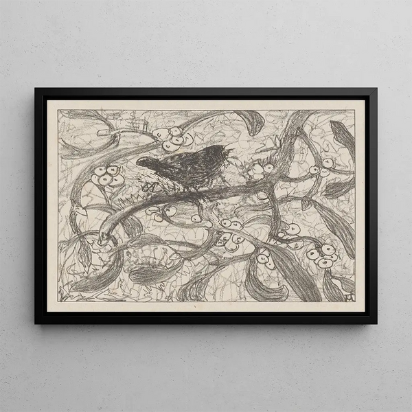 Troglodyte sur du gui - Theo van Hoytema — framed artwork on a wall