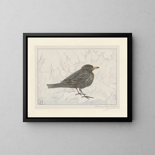 Blackbird Painting - Theo van Hoytema — framed artwork on a wall