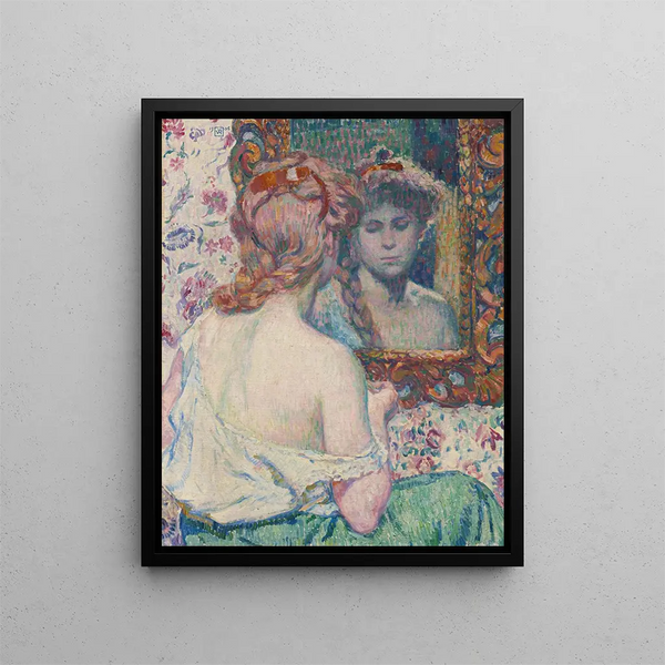 Woman at the Mirror - Theo van Rysselberghe — framed artwork on a wall