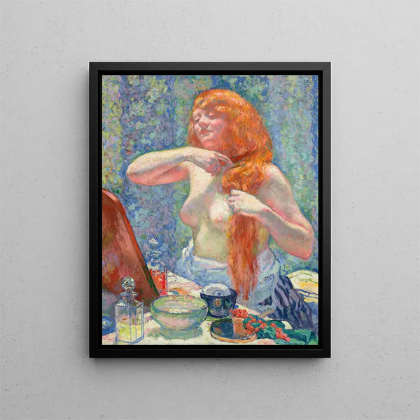 Woman with Hairstyle The Redhead VIII - Théo van Rysselberghe — framed artwork on a wall