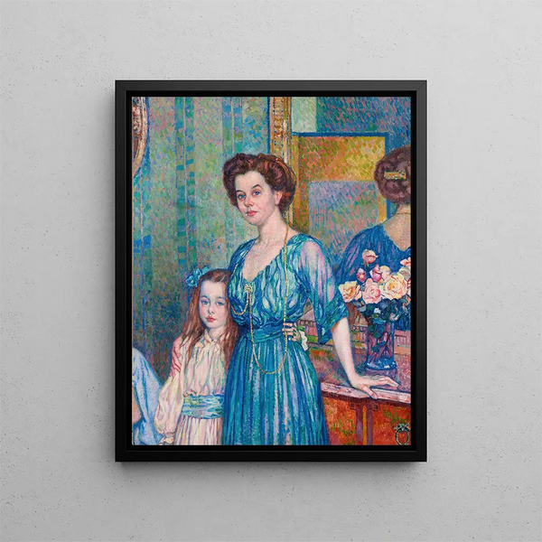 Madame von Bodenhausen with her child Luli - Theo van Rysselberghe — framed artwork on a wall