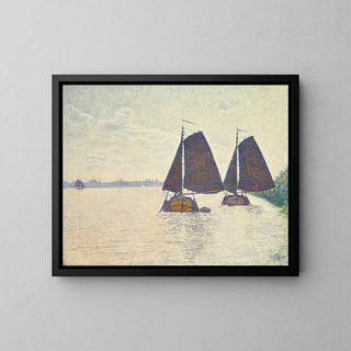 Fishermen on the Scheldt - Theo van Rysselberghe — framed artwork on a wall