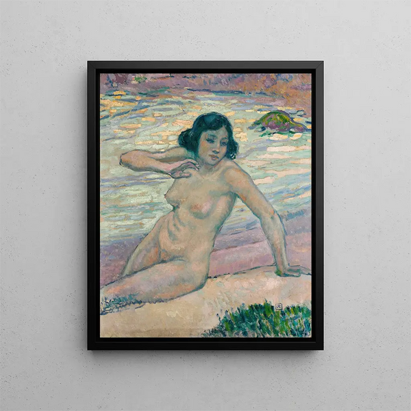 Study for After the Bath, Study of a Nude - Théo van Rysselberghe — framed artwork on a wall