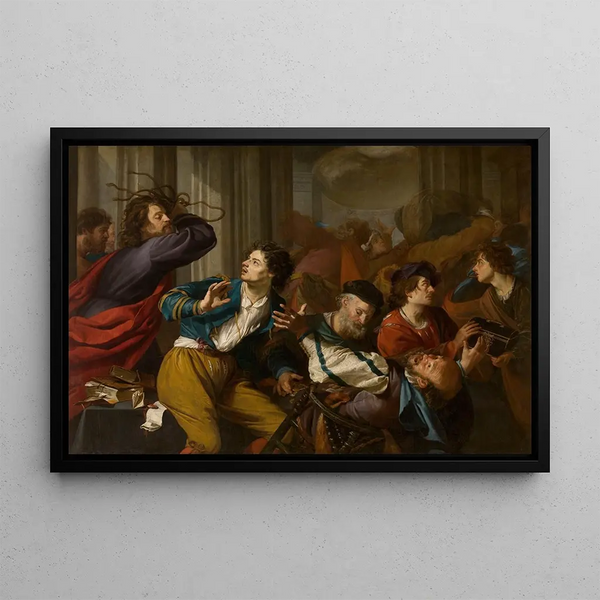 Christ Chasing the Merchants from the Temple - Theodoor Rombouts — framed artwork on a wall