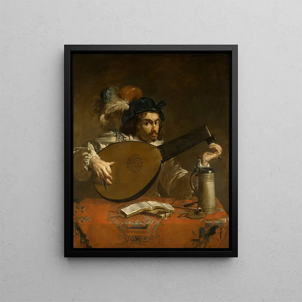 The Lute Player - Theodoor Rombouts — framed artwork on a wall