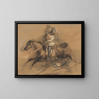 Crossed painting striking a Turkish soldier - Theodoor Schaepkens — framed artwork on a wall