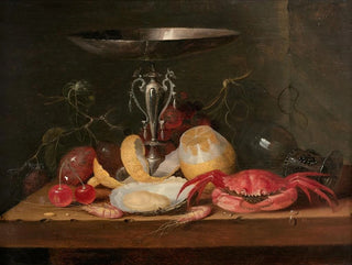 Tasse de citron et fruits de mer sur un entablement - Theodoor Smits — artwork view