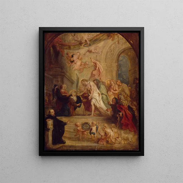 The Resurrection of Christ appearing to his mother - Theodoor van Thulden — framed artwork on a wall