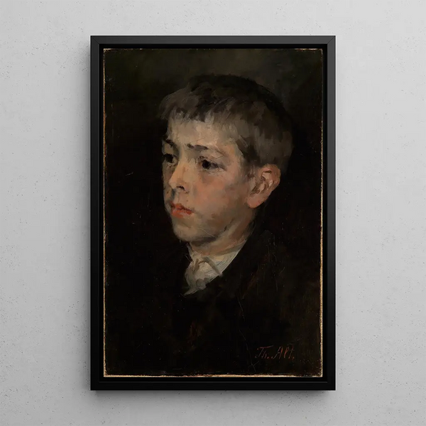Portrait painting of a boy - Theodor Alt — framed artwork on a wall