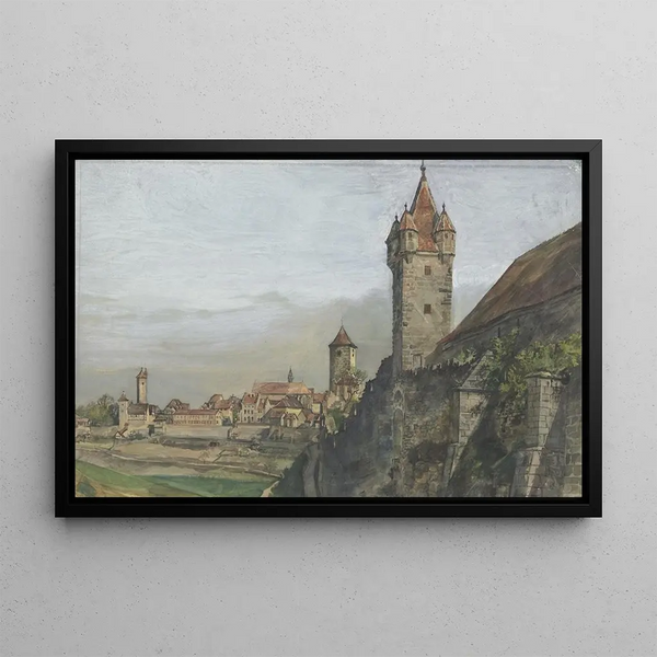 Partial view of Rothenburg ob der Tauber - Theodor Alt — framed artwork on a wall