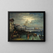 Naples, a night quay with a view of Vesuvius - Theodor Groll — framed artwork on a wall