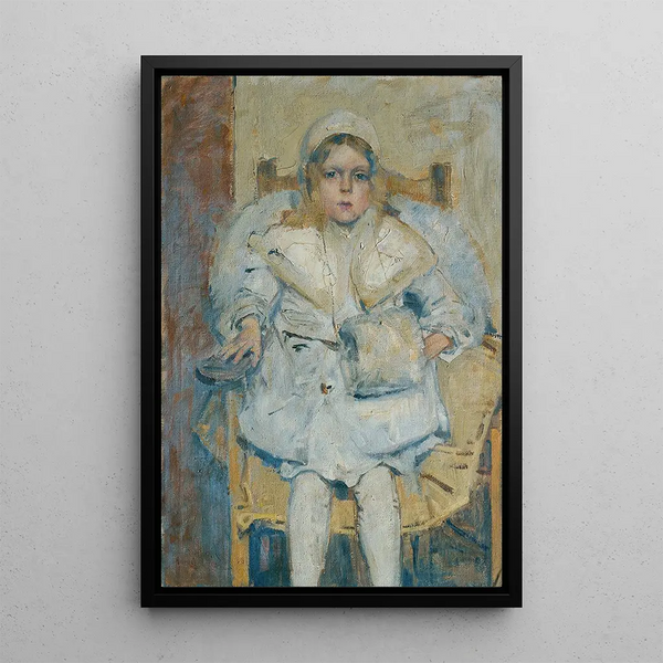 Portrait of a Young Girl - Theodor Hummel — framed artwork on a wall