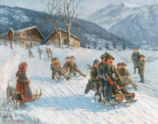 Exciting Sledging Walk Painting - Theodor Kleehaas — artwork view