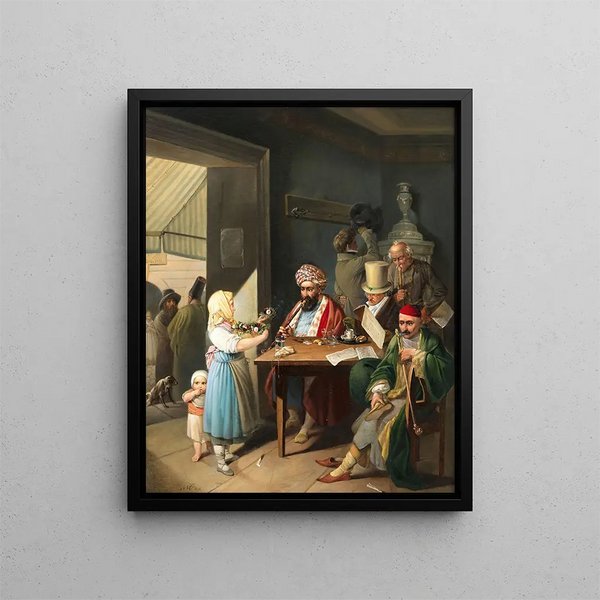 Greek and Turkish Painting in a Viennese Café - Theodor Leopold Weller — framed artwork on a wall